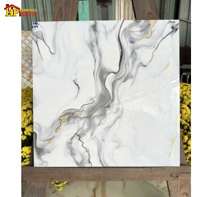 GẠCH LÁT NỀN 60X60 SẮC MÀU TRẮNG KẾT HỢP DẢI VÂN XÁM KHÓI VÀ VÀNG NGŨ KIM VÂN ĐÁ DÒNG CHẢY NHẬP KHẨU