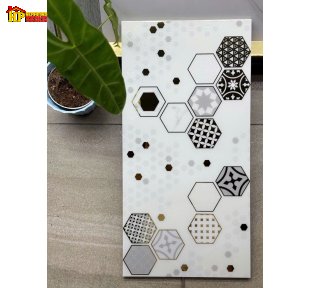 GẠCH TRANG TRÍ 30X60 SẮC MÀU TRẮNG HỌA TIẾT TỔ ONG LIÊN HOÀN TRÁNG GƯƠNG NHẬP KHẨU CAO CẤP
