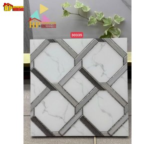 GẠCH TRANG TRÍ 30X30 MÀU TRẮNG VÂN KHÓI HỌA TIẾT HÌNH THOI ĐAN XEN KHẮC KIM BẠC NHẬP KHẨU CAO CẤP