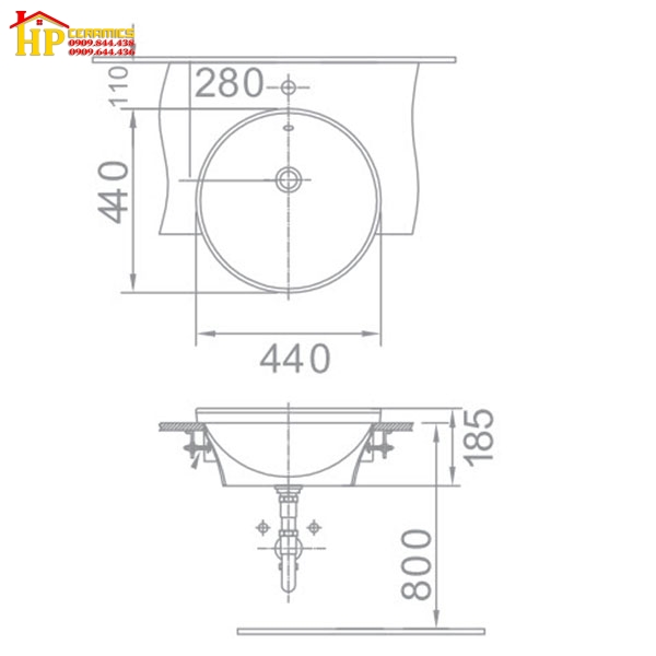 CHẬU LAVABO BÁN ÂM AMERICAN STANDARD  VF-0333 CHÍNH HÃNG