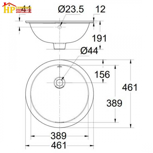 CHẬU LAVABO ÂM BÀN AMERICAN STANDARD 0433-WT CHÍNH HÃNG