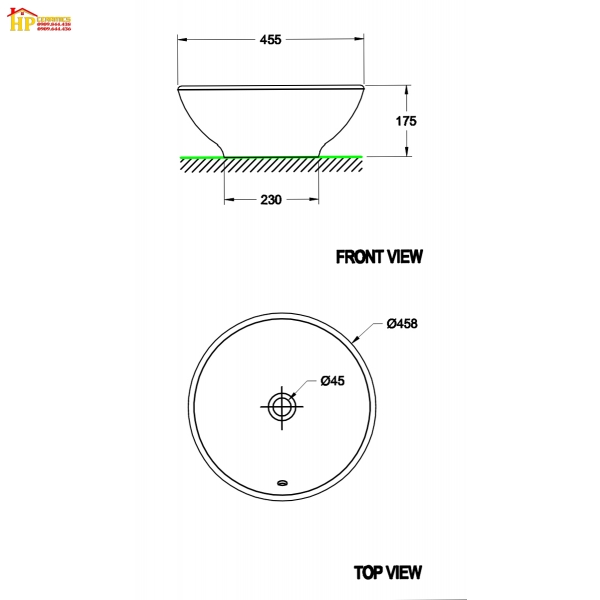 CHẬU LAVABO ĐẶT BÀN AMERICAN STANDARD  0500-WT CHÍNH HÃNG