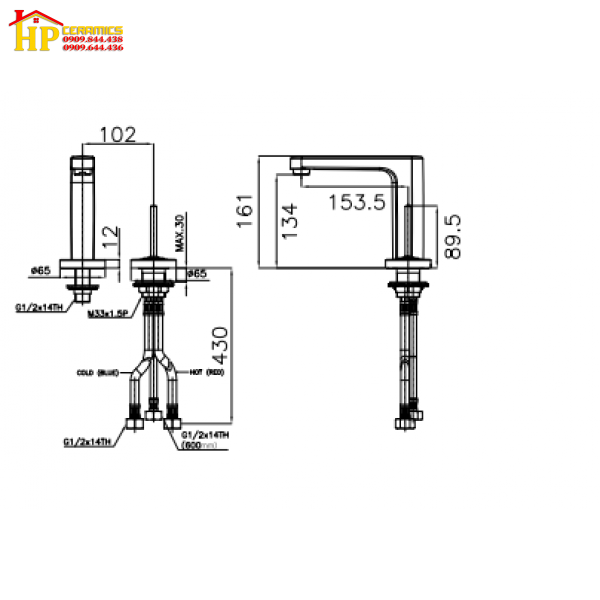 VÒI LAVABO NÓNG LẠNH AMERICAN STANDARD A-1355 CHÍNH HÃNG