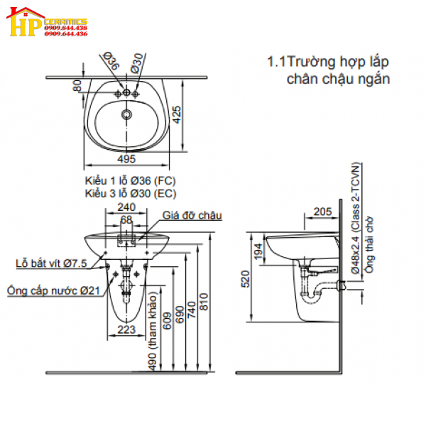 CHẬU LAVABO TREO TƯỜNG INAX L284V CHÂN TREO CHÍNH HÃNG
