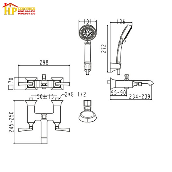 SEN TẮM NÓNG LẠNH AMERICAN STANDARD  WF-1611 CHÍNH HÃNG