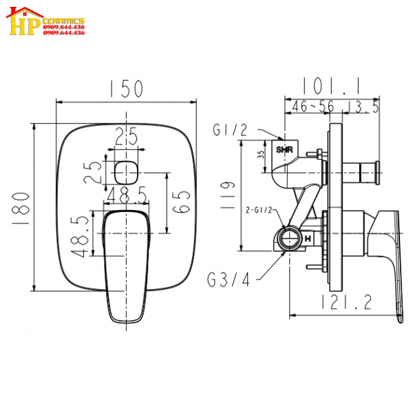 SEN TẮM ÂM TƯỜNG AMERICAN STANDARD WF-1721 CHÍNH HÃNG