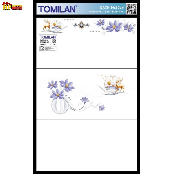 GẠCH ỐP TƯỜNG 30X60 SẮC MÀU TRẮNG TRƠN ĐIỂM BÌNH BÔNG TRẮNG CẮM BÔNG HOA MÀU TÍM NỞ RỘ CAO CẤP GIÁ RẺ