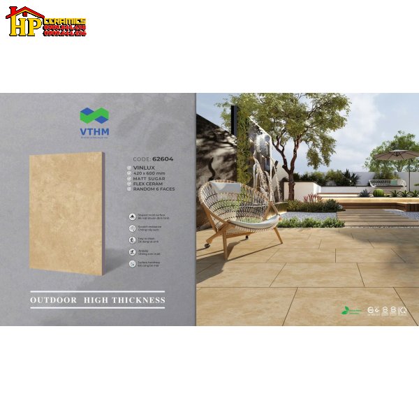 GẠCH LÁT SÂN VƯỜN 42X60 SẮC MÀU VÀNG CÁT ẤM ẤP HỌA TIẾT GIẢ ĐÁ  VÔI CAO CẤP GIÁ RẺ