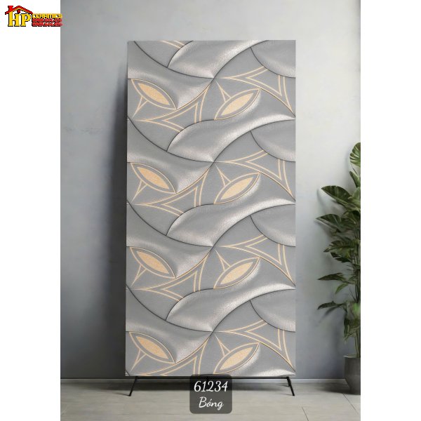 GẠCH LÁT NỀN 60X120 TONE MÀU XÁM GHI HỌA TIẾT HÌNH HỌC 3D SÓNG LƯỢN NGHỆ THUẬT NHẬP KHẨU CAO CẤP