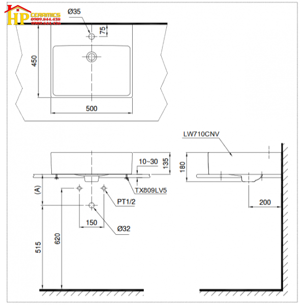 CHẬU LAVABO ĐẶT BÀN TOTO  LT710CTR CHÍNH HÃNG 
