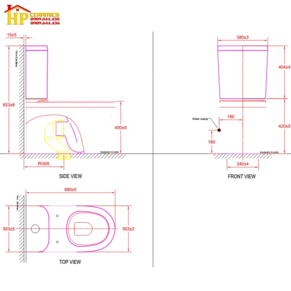 BÀN CẦU HAI KHỐI AMERICAN STANDARD 2309-WT CHÍNH HÃNG