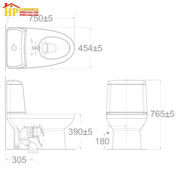 BÀN CẦU HAI KHỐI AMERICAN STANDARD 2327-WT CHÍNH HÃNG