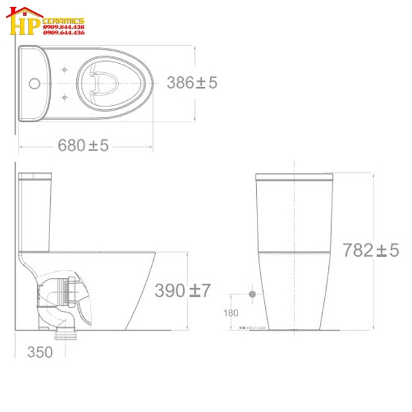 BÀN CẦU HAI KHỐI AMERICAN STANDARD 2407-WT CHÍNH HÃNG