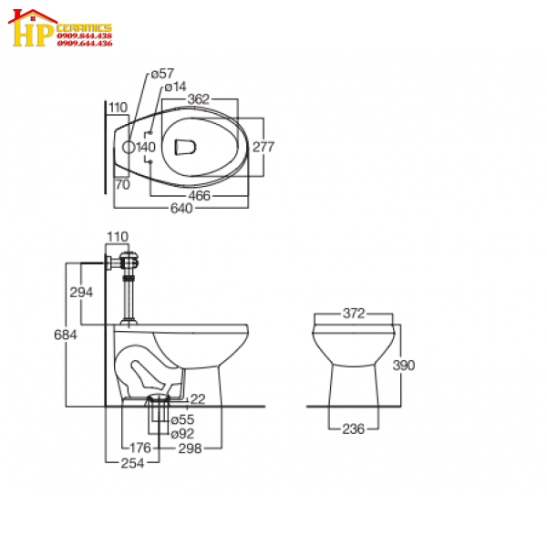 BÀN CẦU VAN XÃ TRỰC TIẾP AMERICAN STANDARD 2481SC-WT CHÍNH HÃNG