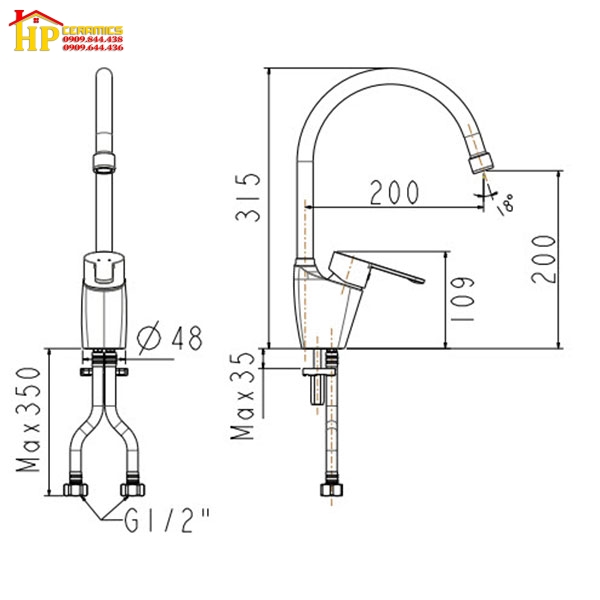 VÒI RỬA CHÉN NÓNG LẠNH AMERICAN STANDARD WF-5623 CHÍNH HÃNG