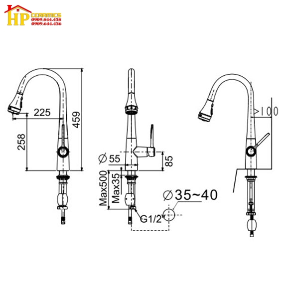 VÒI RỬA CHÉN DÂY RÚT AMERICAN STANDARD WF-5634 CHÍNH HÃNG