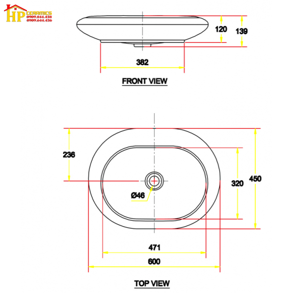 CHẬU LAVABO ĐẶT BÀN AMERICAN STANDARD WP-F644 CHÍNH HÃNG