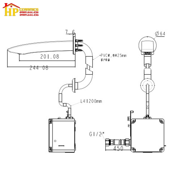 VÒI CẢM ỨNG ÂM TƯỜNG AMERICAN STANDARD WF-8508 CHÍNH HÃNG