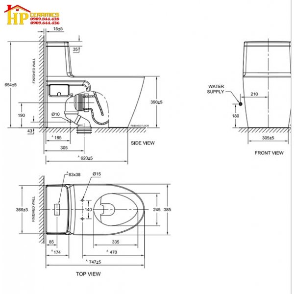 BÀN CẦU KHỐI AMERICAN STANDARD 2007-WT CHÍNH HÃNG