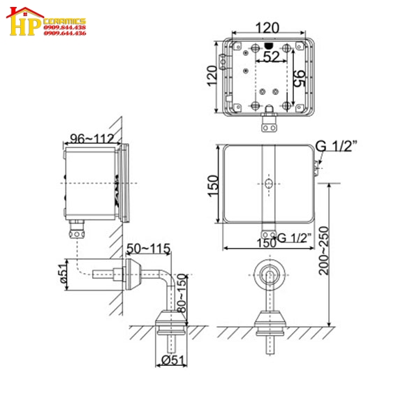 VAN TIỂU CẢM ỨNG ÂM TƯỜNG AMERICAN STANDARD WF-8604 CHÍNH HÃNG