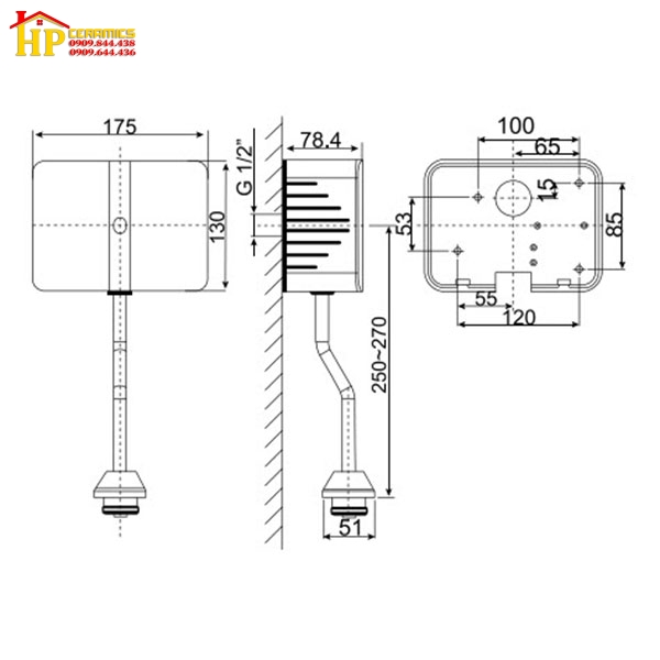 VAN XÃ TIỂU CẢM ỨNG AMERICAN STANDARD WF-8619 CHÍNH HÃNG