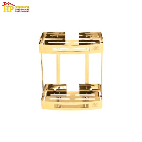 KỆ THẲNG 2 TẦNG ĐỒNG THAU MẠ VÀNG KT-34