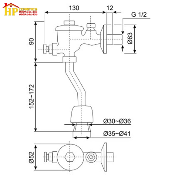 VAN TIỂU NHẤN AMERICAN STANDARD  WF-9802 CHÍNH HÃNG