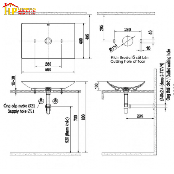 CHẬU LAVABO ĐẶT BÀN INAX AL-S610V CHÍNH HÃNG