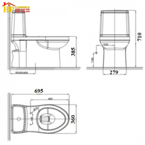 BÀN CẦU KHỐI AMERICAN STANDARD VF-1858 S3 CHÍNH HÃNG
