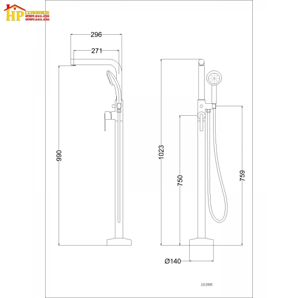 SEN TẮM ĐẶT SÀN CAESAR AS489C CHÍNH HÃNG