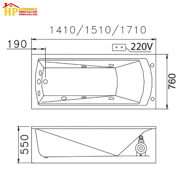 BỒN TẮM NẰM CAESAR AT0670L/R CHÍNH HÃNG