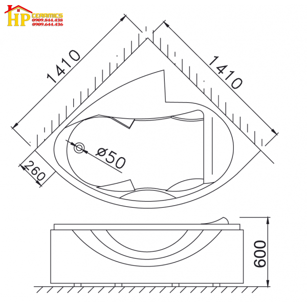BỒN TẮM GÓC CAESAR AT5140 CHÍNH HÃNG