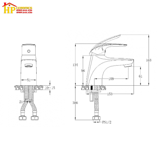 VÒI LAVABO NÓNG LẠNH CAESAR B560CU CHÍNH HÃNG