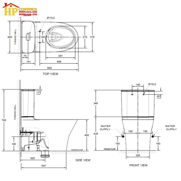 BÀN CẦU HAI KHỐI AMERICAN STANDARD 2622-WT CHÍNH HÃNG