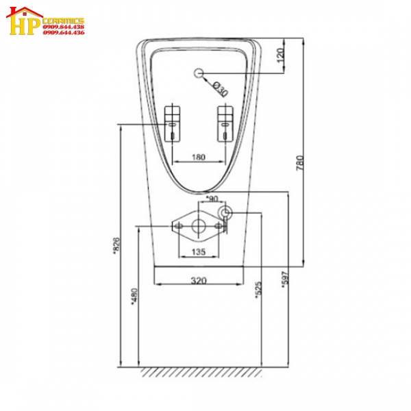 BỒN TIỂU NAM AMERICAN STANDARD WP-6509B-T CHÍNH HÃNG