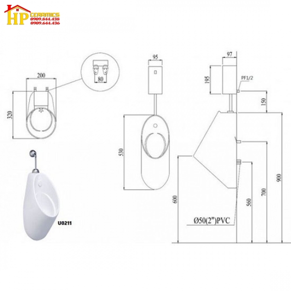 BỒN TIỂU TREO TƯỜNG CAESAR U0211 CHÍNH HÃNG