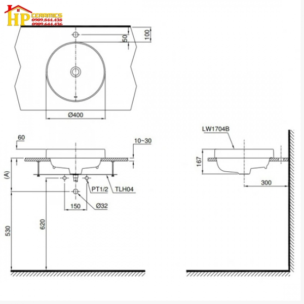 CHẬU LAVABO ĐẶT BÀN L1704#XW CHÍNH HÃNG