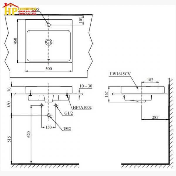 CHẬU LAVABO ĐẶT BÀN TOTO  LT1615C CHÍNH HÃNG