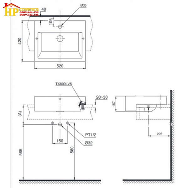 CHẬU LAVABO BÁN ÂM TOTO LT647CS CHÍNH HÃNG