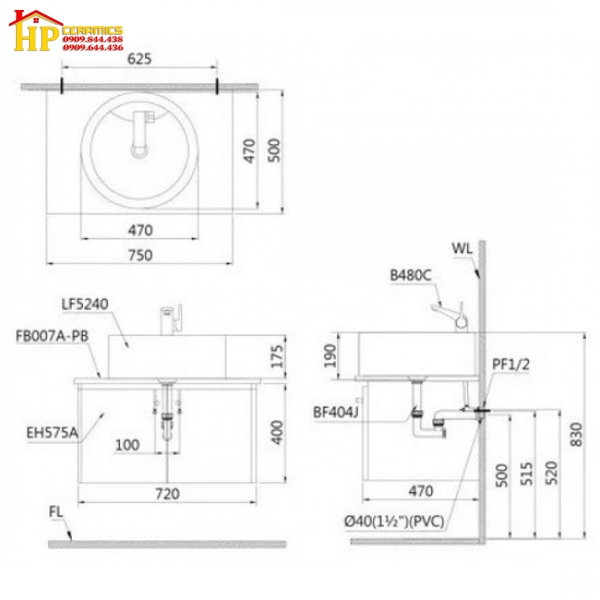 LAVABO ĐẶT BÀN CAESAR LF5240 CHÍNH HÃNG