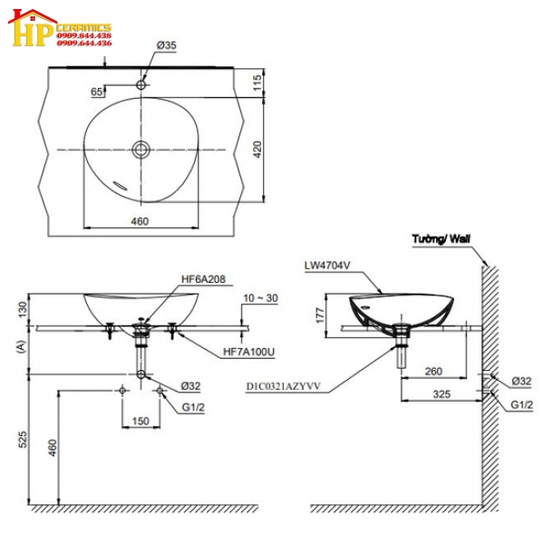 CHẬU ĐẶT BÀN TOTO LT4704MTG17#CMW CHÍNH HÃNG
