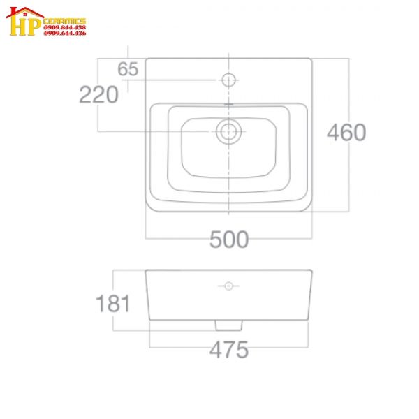 CHẬU LAVABO ĐẶT BÁN ÂM AMERICAN STANDARD VF-0519 CHÍNH HÃNG