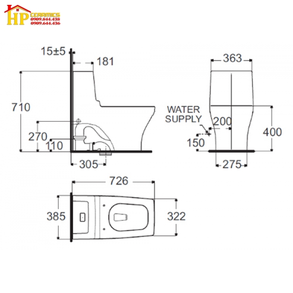 BÀN CẦU KHỐI VUÔNG AMERICAN STANDARD WP-2060 CHÍNH HÃNG