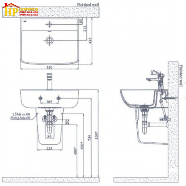 CHẬU LAVABO ÂM BÀN RỬA MẶT INAX L2395V CHÍNH HÃNG