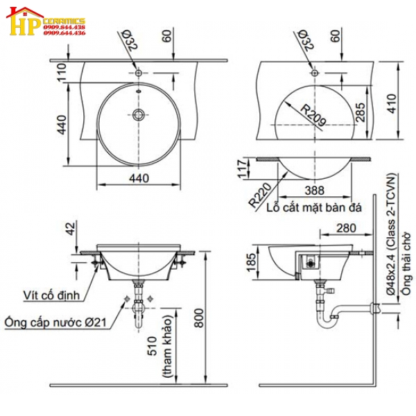 CHẬU LAVABO INAX BÁN ÂM L-333V