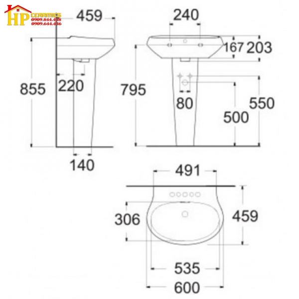 CHẬU LAVABO TREO TƯỜNG CHÂN DÀI AMERICAN STANDARD WP-F511/F711 CHÍNH HÃNG