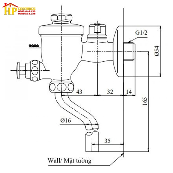 VAN XÃ TIỂU NHẤN TOTO DU601SRR CHÍNH HÃNG