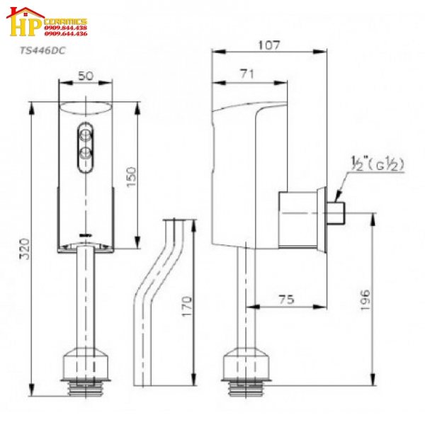 VAN XÃ TIỂU CẢM ỨNG TOTO DUE137PBK  DÙNG PIN CHÍNH HÃNG