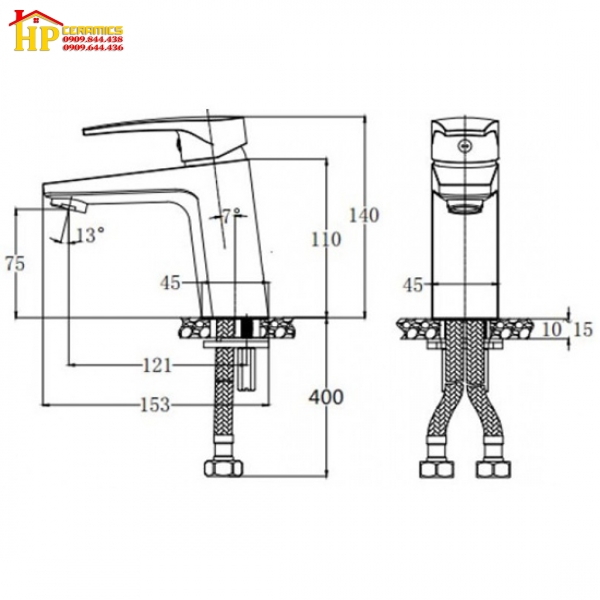 VÒI LAVABO NÓNG LẠNH CAESAR B390CU CHÍNH HÃNG