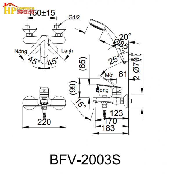 SEN TẮM DÂY NÓNG LẠNH INAX BFV-2003S